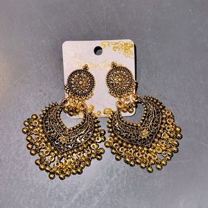 Indian style earrings, gold metal color